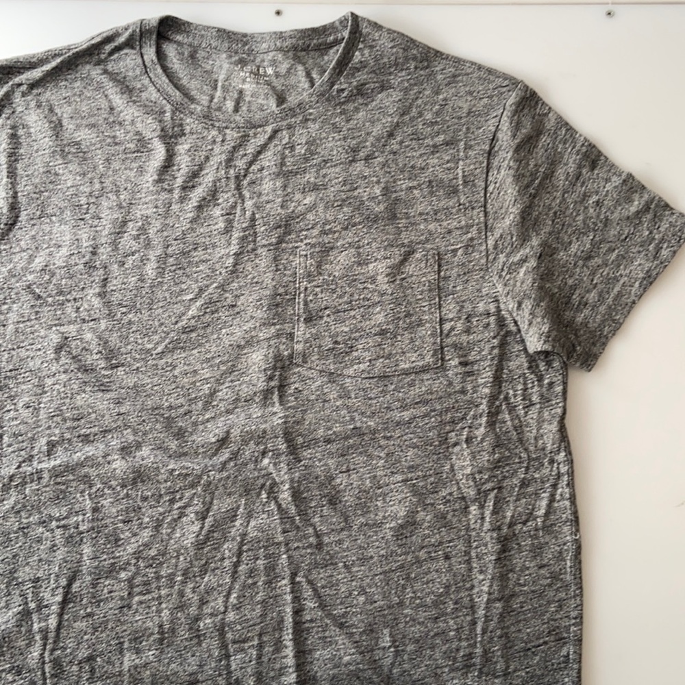 J. Crew Short Sleeve Crewneck Pocket T Heather Slub Sz. M Slim